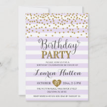 Cumpleaños elegante con glitter dorado y lila lava