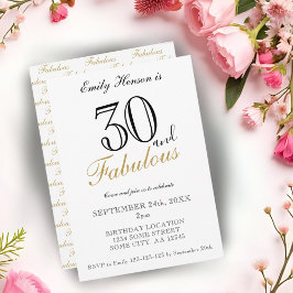 Invitación Cumpleaños elegante con guión 30 y fabuloso 