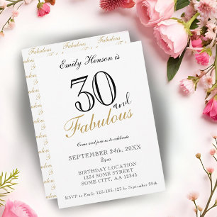 Invitación Cumpleaños elegante con guión 30 y fabuloso
