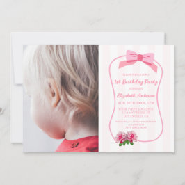 Invitación Cumpleaños elegante con lazo floral