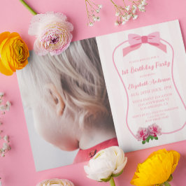 Invitación Cumpleaños elegante con lazo floral