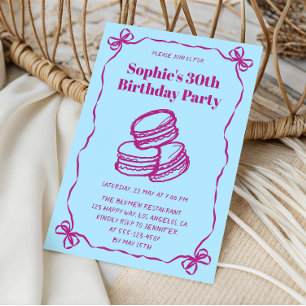 Invitación Cumpleaños elegante de 30 años con tema de Macaron