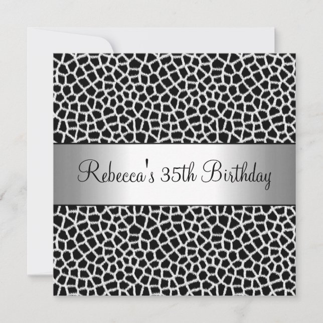 Invitación Cumpleaños Elegante de 35 años con Estampado de An (Anverso)