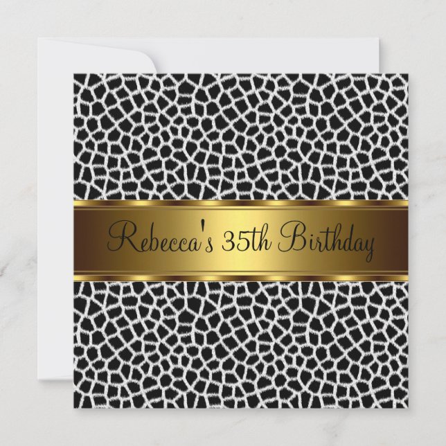 Invitación Cumpleaños Elegante de 35 años con Estampado de An (Anverso)