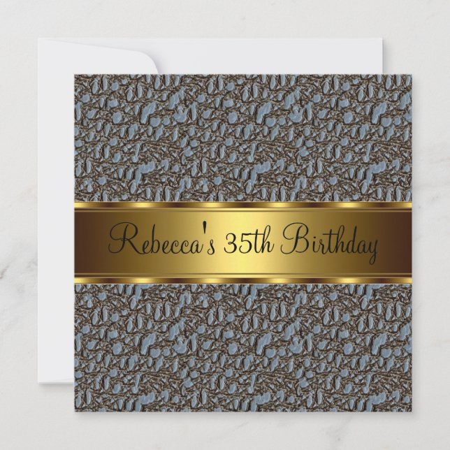 Invitación Cumpleaños Elegante de 35 años con Estampado de Re (Anverso)
