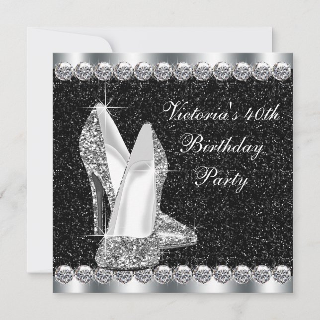 Invitación Cumpleaños elegante de 40 años de mujer negra (Anverso)
