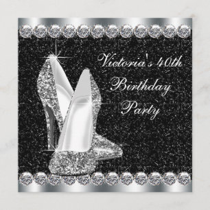 Invitación Cumpleaños elegante de 40 años de mujer negra