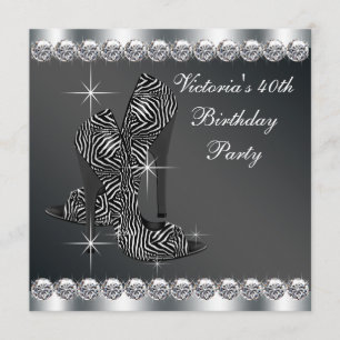 Invitación Cumpleaños elegante de 40 años de mujer negra