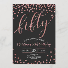 Invitación Cumpleaños Elegante de 50 Años para Mujeres en Ros