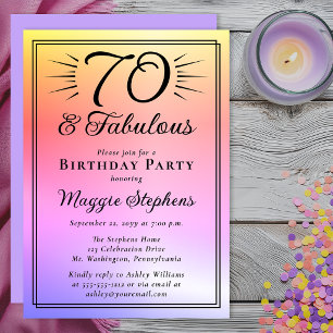 Invitación Cumpleaños elegante de 70 años con degradado de ro