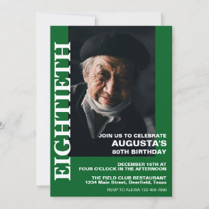 Invitación Cumpleaños elegante de 80 años o CUALQUIER EDAD Fi