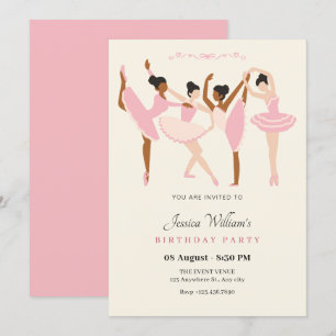 Invitación Cumpleaños elegante de bailarina de ballet