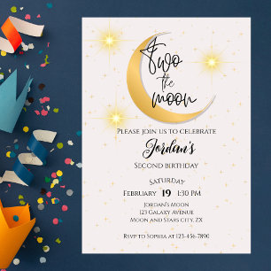 Invitación Cumpleaños elegante de género neutro dos para la l
