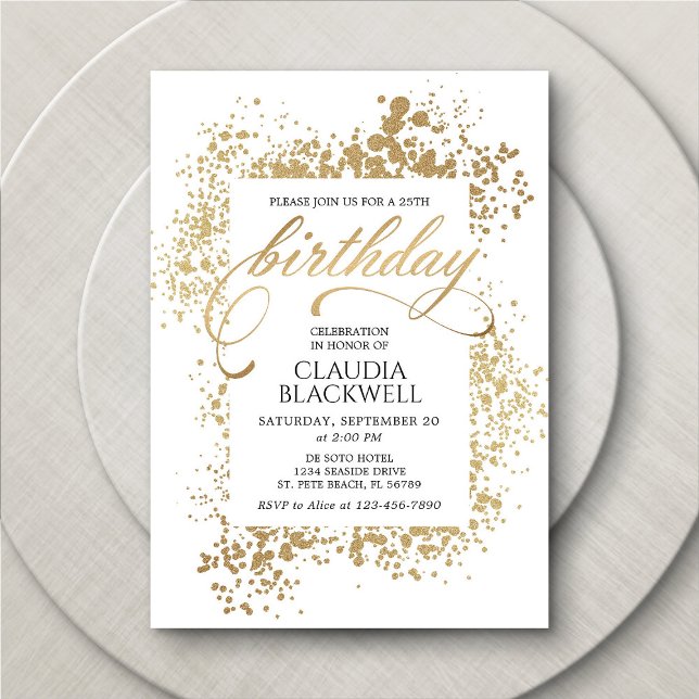 Invitación Cumpleaños elegante de oro (Subido por el creador)