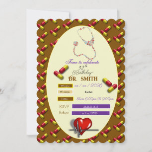 Invitación Cumpleaños elegante del médico