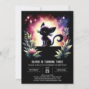 Invitación Cumpleaños elegante del Pastel Cat