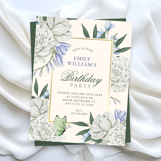 Invitación Cumpleaños elegante flor (Subido por el creador)