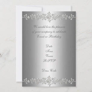 Invitación Cumpleaños Elegante Gris Recorte de Ros