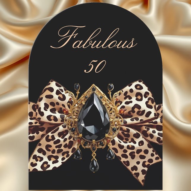 Invitación Cumpleaños Elegante Leopardo Lazo Caramelo Oro Joy (Subido por el creador)
