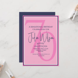 Invitación Cumpleaños elegante moderno rosa y azul marino en