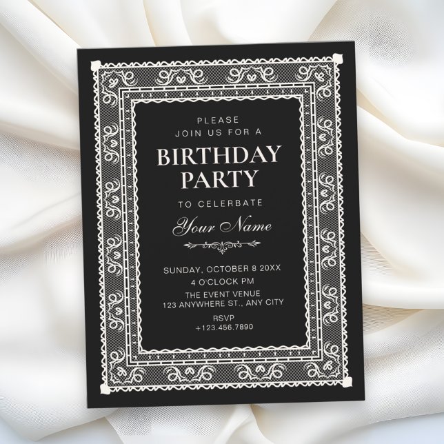 Invitación Cumpleaños elegante negro (Subido por el creador)