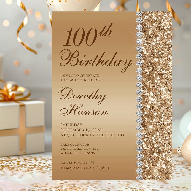 Invitación Cumpleaños elegante número 100 (Subido por el creador)