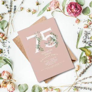 Invitación Cumpleaños elegante Rosa Pink 75 Blush