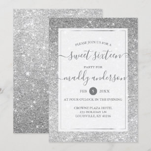 Invitación Cumpleaños Elegante y Dulce 16 con Brillo Falso de