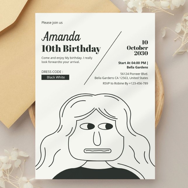 Invitación Cumpleaños elegante y Minimalista simple (Subido por el creador)