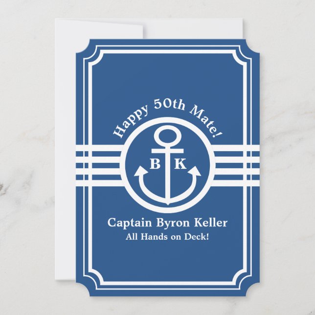 Invitación Cumpleaños en barco - Personalizado de temas náuti (Anverso)