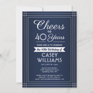 Invitación Cumpleaños en cualquier año Cheers Azul Marino Bla