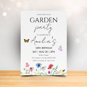 Invitación Cumpleaños en el jardín de flores silvestres con m
