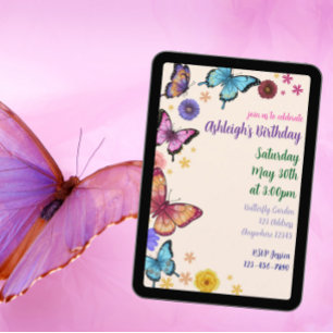 Invitación Cumpleaños en el Jardín de Mariposas