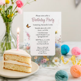 Invitación Cumpleaños en el jardín Flores silvestres Floral 