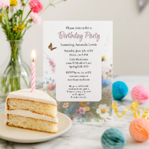 Invitación Cumpleaños en el jardín flores silvestres Floral