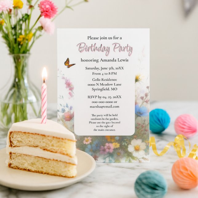 Invitación Cumpleaños en el jardín flores silvestres Floral  (Subido por el creador)