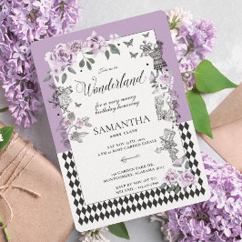 Invitación Cumpleaños en la Moda de Maravilla Floral de Lilac