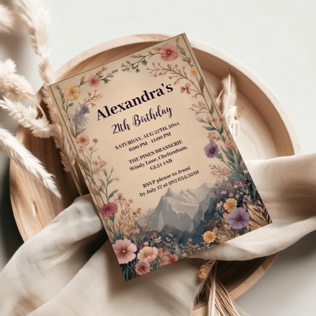 Invitación Cumpleaños en la Montaña de Flores Silvestres (Subido por el creador)