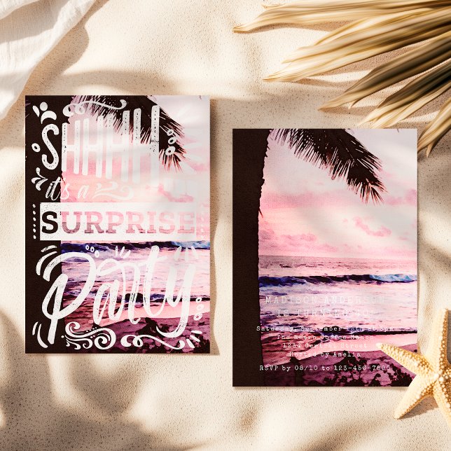 Invitación Cumpleaños en la playa al atardecer con sorpresa d (Subido por el creador)