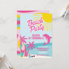 Invitación Cumpleaños en la playa Pink Malibu