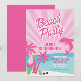Invitación Cumpleaños en la playa Pink Malibu