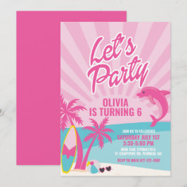 Invitación Cumpleaños en la playa Pink Malibu