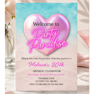 Invitación Cumpleaños en la Playa Tropical | Paraíso de la Fi