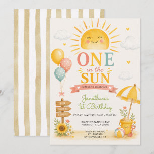 Invitación Cumpleaños en la Primera Playa con Uno en el Sol