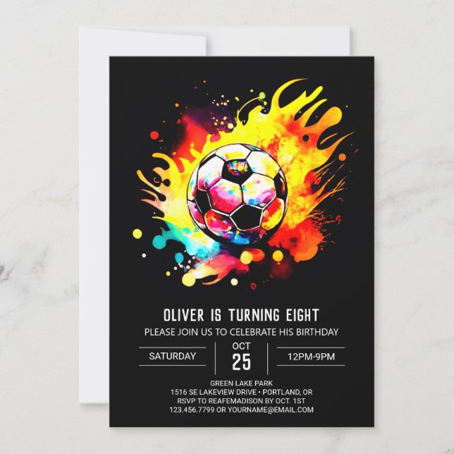 Invitación Cumpleaños en línea de los niños del fútbol modern (Anverso)