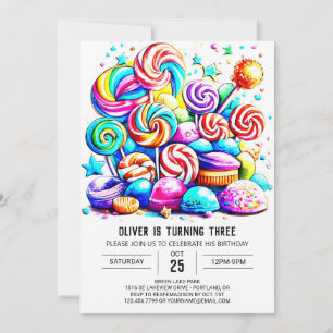 Invitación Cumpleaños en línea de personalizado Candyland
