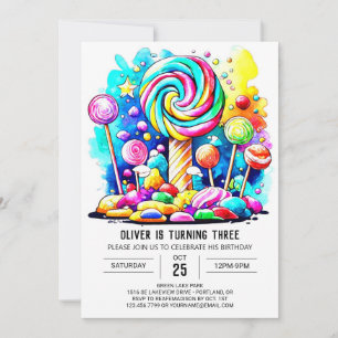 Invitación Cumpleaños en línea de personalizado Candyland
