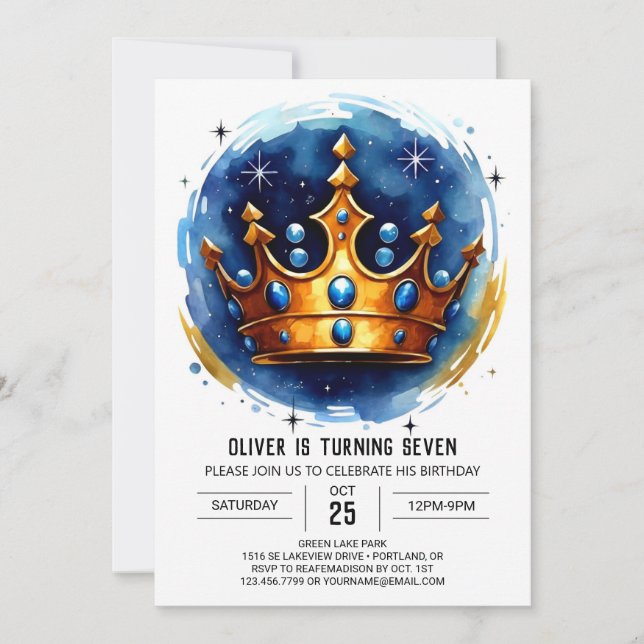 Invitación Cumpleaños en línea de Prince Diamond (Anverso)
