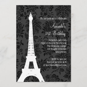 Invitación Cumpleaños en París 21ra (negro)