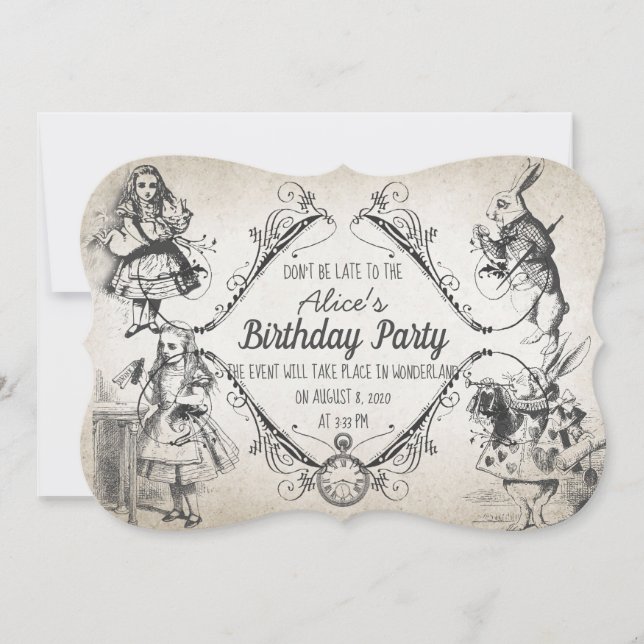 Invitación Cumpleaños en Wonderland (Anverso)